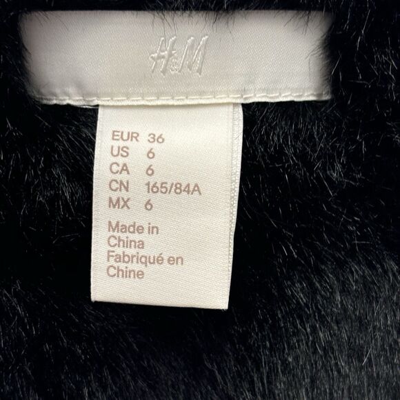 H&M Faux Suede Faux Fur Reversible Long Coat Jacket Size 6 - Picture 11 of 14